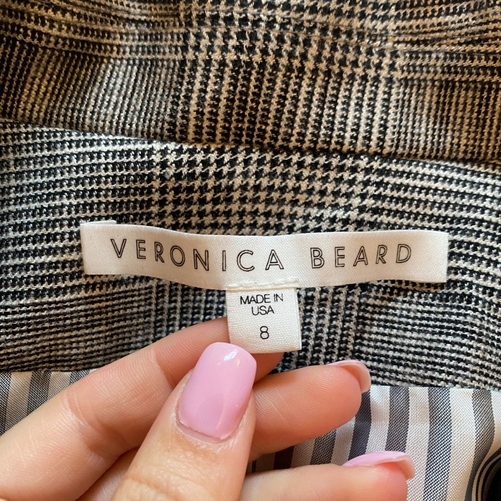 Veronica Beard Fortuna Grey Plaid Check Dickey Jacket Blazer - Size 8 - Picture 8 of 14